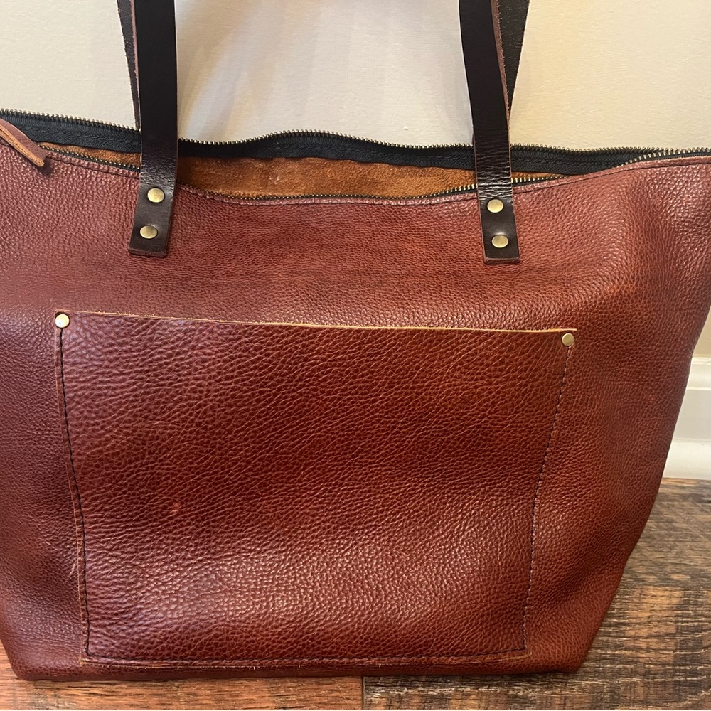 Portland Leather Large Zip Tote Nutmeg